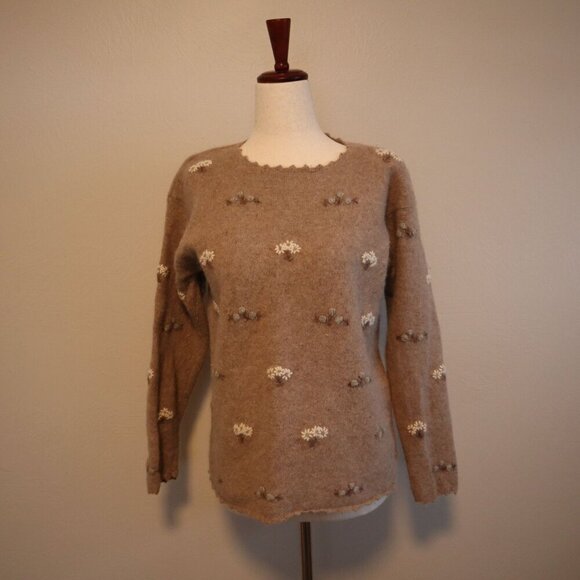 Christopher & Banks Sweaters - Vintage Christopher Banks Hand embroidered Tan Floral Sweater